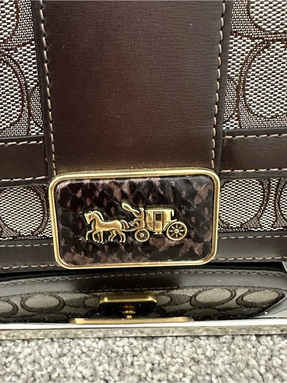 Coach Alie Shoulder Bag 18 In Signature Jacquard With Snakeskin Detail Women's